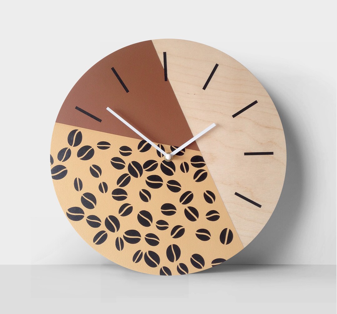 Coffee Wall Clock Brown and Beige Colors Coffee Beans Art Etsy