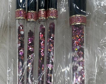 Set of handmade pink chunky holo glitter make up brushes! Great gift item!