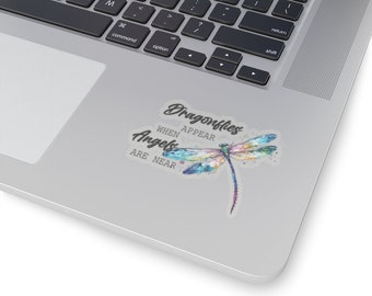 Dragonflies Appear When Angels Are Near Sticker, Gift For Her, Dragonfly Sticker, Laptop Sticker, Dragonfly Lover Sticker