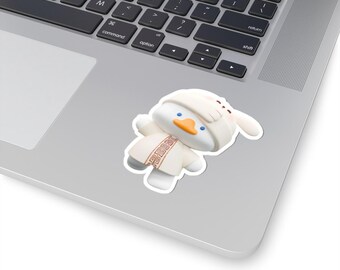 Oh Ae Duck Character Vinyl Sticker, Cozy Minimalist Decal (Laptop, Water Bottle)