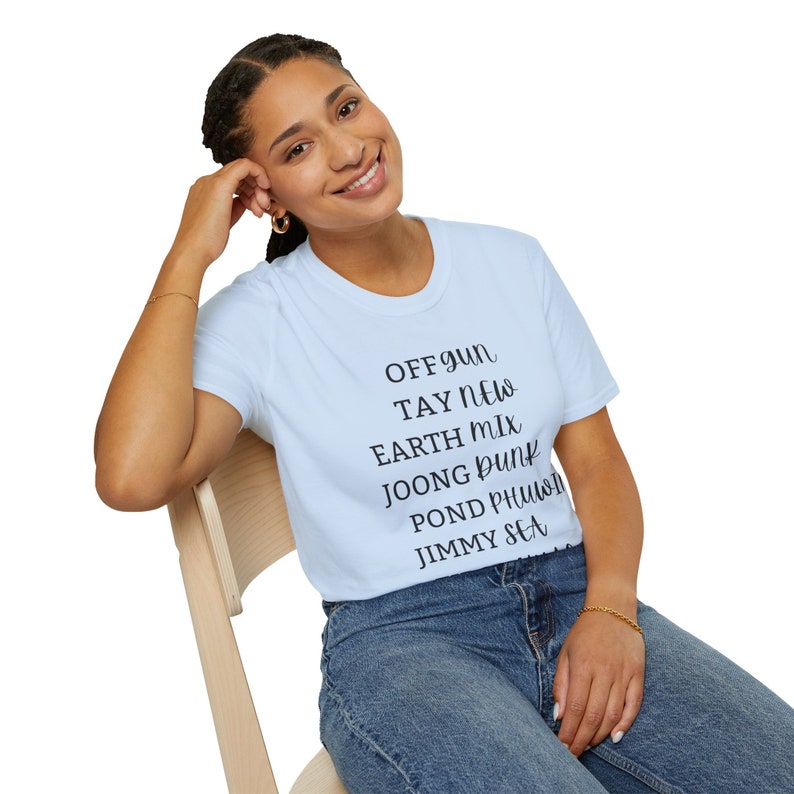 GMMTV Ships Graphic Tee, Thai BL Fan Shirt, Unisex Cotton Tee Light Blue