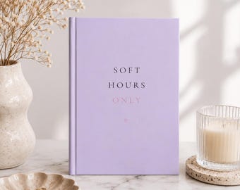 Soft Hours Only Journal, Minimalist Lavender Hardcover Diary, Self Care Notebook
