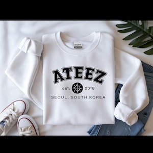 Ateez Athletic Style Names Crewneck Sweatshirt: KPOP Atiny Fan Merch