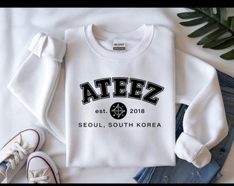 Ateez Athletic Style Names Crewneck Sweatshirt: KPOP Atiny Fan Merch
