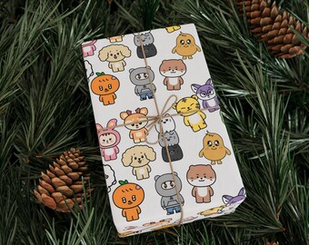 Cartoon Animal Wrapping Paper, Birthday Gift Wrap