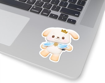 BokBear Puppy Vinyl Sticker, Kawaii Winter Character Decal, Cozy Blue Laptop Water Bottle Sticker