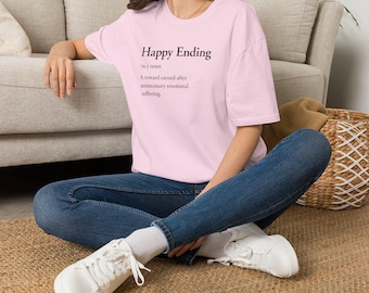 Happy Ending Shirt, Minimalist Dictionary Graphic Tee, Thai BL K-Drama Fan Apparel
