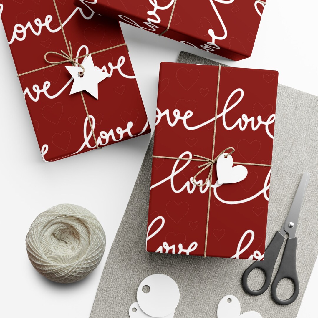 Love Valentine's Day Gift Wrap Papers, Retro Valentine Wrapping Paper