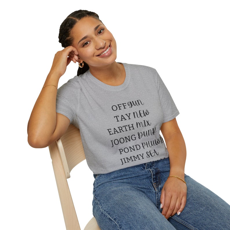 GMMTV Ships Graphic Tee, Thai BL Fan Shirt, Unisex Cotton Tee Sport Grey
