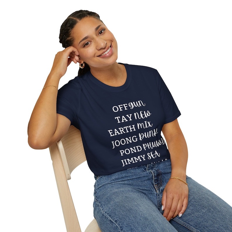 GMMTV Ships Graphic Tee, Thai BL Fan Shirt, Unisex Cotton Tee Navy