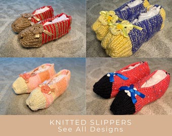 Hand Knit Women’s Slippers – Cozy Handmade Slipper Socks, Warm House Slippers, Custom Knit Gift for Her