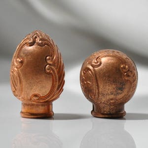 Vintage French Hame Ball Findings Cane or Walking Stick Knob Raw Brass 2 Pieces 2 Styles 433J - 434J