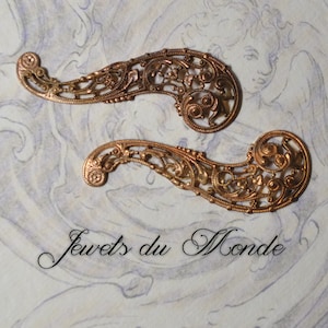 Vintage French Angel Wings Findings Raw Brass Stampings Victorian Steampunk Style 1 Set 332J - 333J