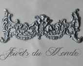 Large Vintage French Cherub Plaque Stamping Sterling Silver Plated Brass 1 Piece 398J