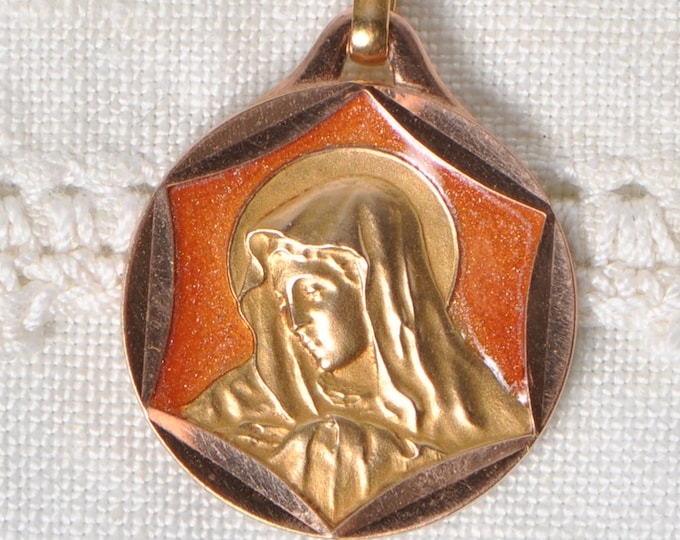 Vintage Virgin Mary in 3/4 View Portrait French Religious Medal Art ...