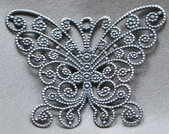 Brass Filigree Butterfly Antique Sterling Plated Brass