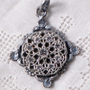 French Art Nouveau C. 1910's Medal Silver Toned Authentic Antique  Pendant Made in France