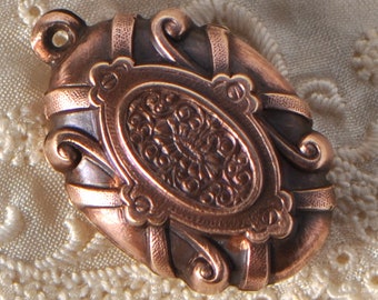 Vintage French Watch Fob Ornate Pendant Charm Assemblage Jewelry Antique Rose Gold Finished Brass 1 Piece 606J