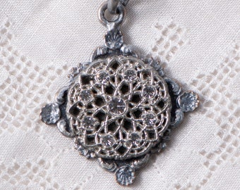 French Art Nouveau C. 1910's Medal Silver Toned Authentic Antique  Pendant Made in France