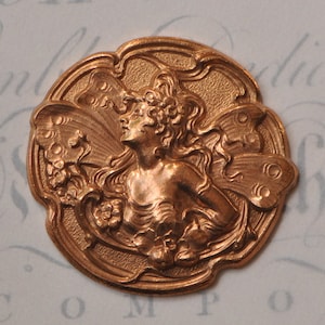 Vintage Français Nymphe ou Fée Antique Or Laiton Rouge Cuivre 540J