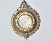 Vintage French Medal Bronze with Glass Intaglio Cross Center Authentic Neoclassical Style Pendant Made in France JAT