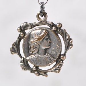 Antique Joan of Arc Pendant Medal French Made in France 1 Inch Diameter