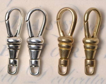 Vintage Swivel Clips with Spring Closure Carabiner Antique Gold or Antique Silver 2 Pieces