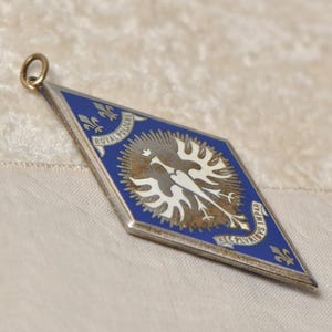 Vintage French Military Medal Insignia Gold & Royal Blue Enamel with Eagle / Fleur de Lis Made in Paris France JAT