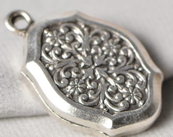Vintage French Watch Fob Ornate Pendant Charm for Assemblage Jewelry Sterling Silver Plated Brass 1 Piece