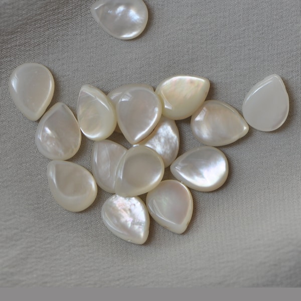 6 Pieces Tiny Genuine Mother of Pearl MOP Teardrops Briolettes Side Drilled Beads Charms