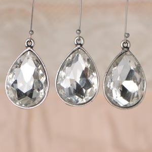1 Piece Large Antique Sterling Silver Plated Rhinestone Gems Vintage Settings Teardrops Charms 13 X 18 mm