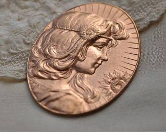 フランス メダル マリアンヌ アールヌーボー オリジナルのフランス馬術メダルの美しい鋳造品。1928年製 40MM 1枚