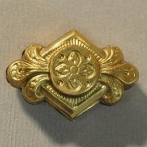 Vintage French 3D Bead Findings Ornate Diamond Shape Fleur de Lis Raw Brass 2 Pieces 275J