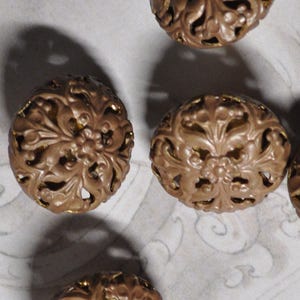 Large Vintage Filigree Shank Button French Metal Lace Raw Brass 1 Piece 384J