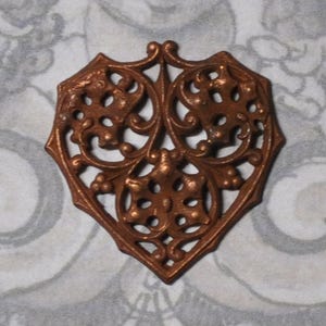 Vintage French Filigree Heart Pendant or Charm 1 Piece Made in France 371J