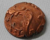 Vintage Filigree Dapped Dome Button Finding for Enameling French Metal Lace Raw Brass 1 Piece 399J