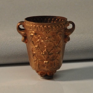 Vintage French Urn or Dollhouse Accessory Finding Gold Toned Raw Brass Stamping 2 Pieces 168J