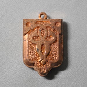 Vintage French Locket or Watch Fob Celtic Style Pendant Charm Finding Ornate Raw Brass Stamping 2 Pieces 389 - 90J