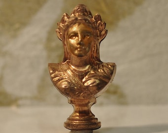 Vintage French 3D Grecian Bust Sculpture for Assemblage Jewelry or Multi-Media Raw Brass 269J 270J