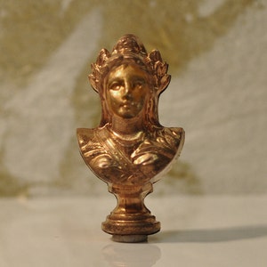 Vintage French 3D Grecian Bust Sculpture for Assemblage Jewelry or Multi-Media Raw Brass 269J 270J