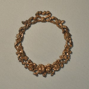 Vintage French Ribbon and Floral Style Brass Open Back Portrait Setting 100 - 101J