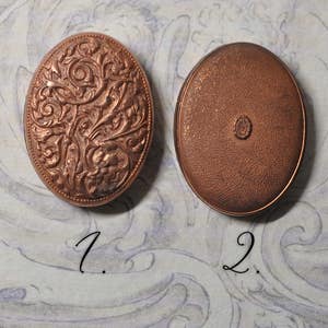 Vintage French Locket Findings Ornate Raw Brass Stamping 2 Pieces 147J - 148J
