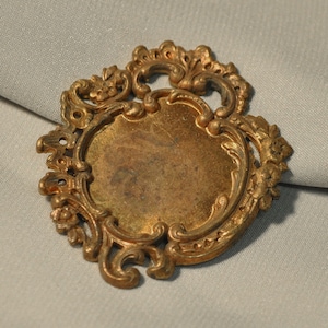 Vintage French Ornate Louis XV Style Brass Closed Back Tray / Portrait Setting 46J