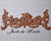Large Vintage French Cherub Plaque Stamping Raw Brass 1 Piece 398J