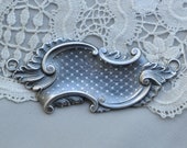 Vintage French Louis XV Quinze Rococo Ornate Sterling Silver Plated Brass Die Cast 2 Bail Pendant 161J