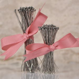 2 Sizes Long Ball Head Pins Stainless Steel Dull Silver Vintage Look 100 Pieces 24 Gauge 2 1/8 or 2 3/4 Inches Long 1.5 mm Ball