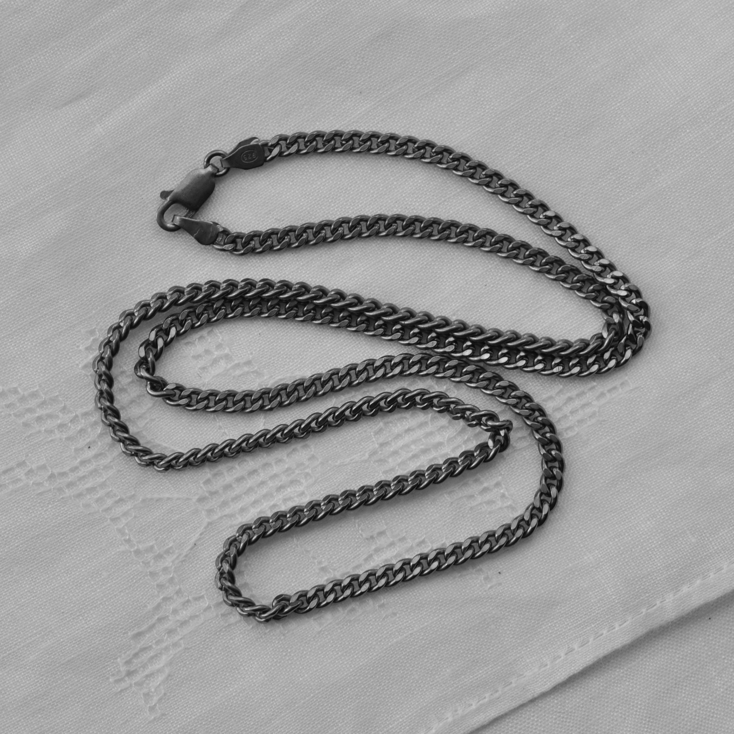 19 Inch Long Sterling Silver Curb Chain 