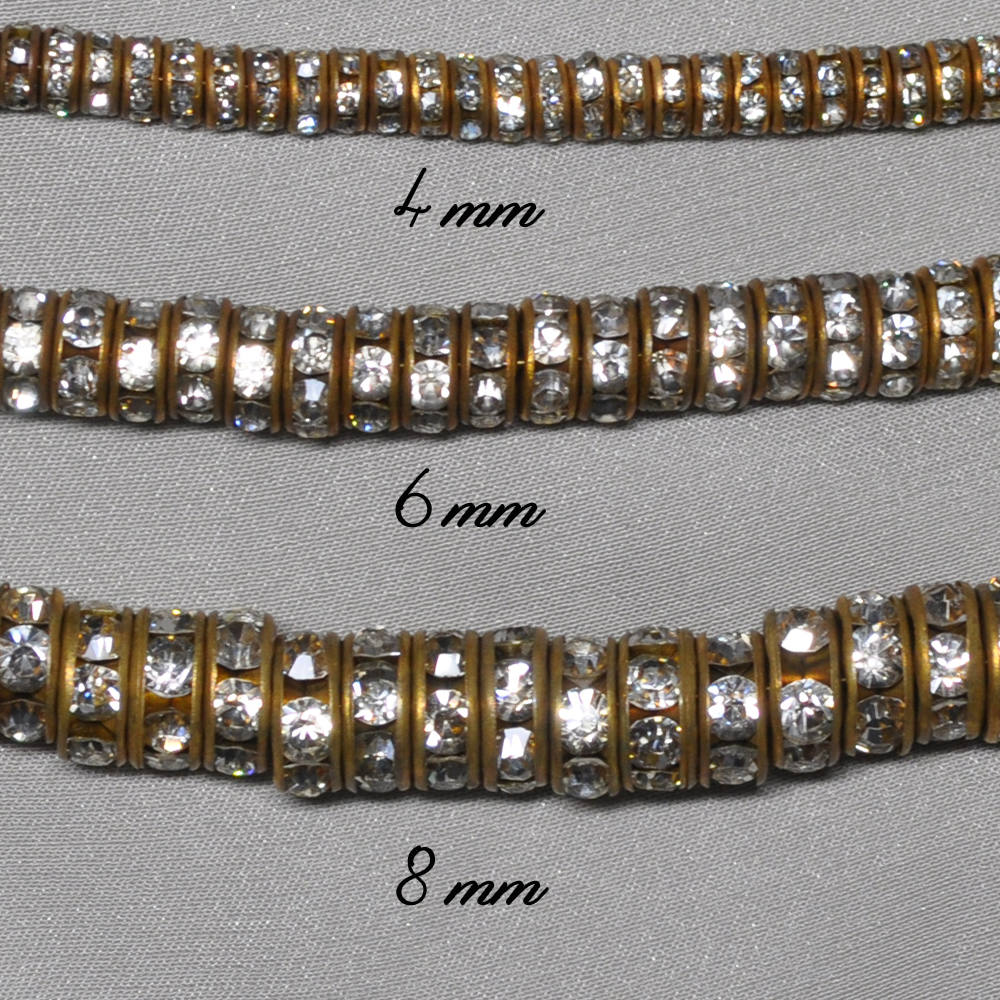 4 Mm, 6 Mm or 8 Mm 20 Pieces Rhinestone Rondelle Beads Vintage Style ...
