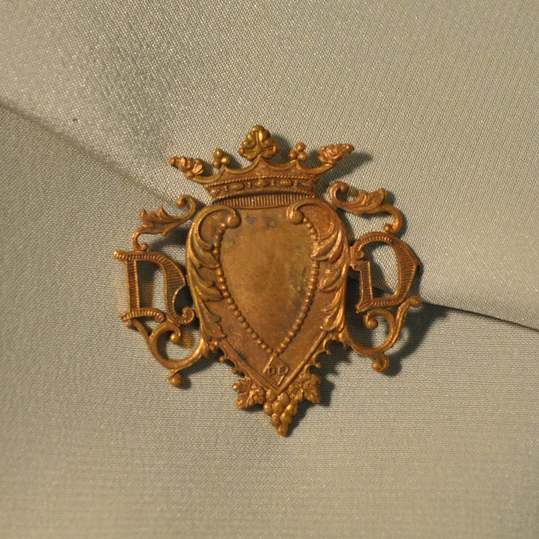 Vintage French Heart Crown Notre Dame Our Lady Raw Brass Emblem 1 Piece ...
