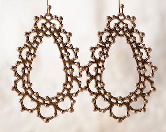 1 Piece Antique Gold Filigree Chandelier Earring or Pendant Teardrop Finding